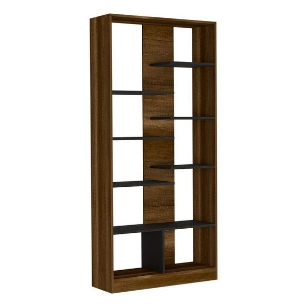 Tuhome Classic Bookcase, Multiple Shelves, Walnut/Black BCW7894